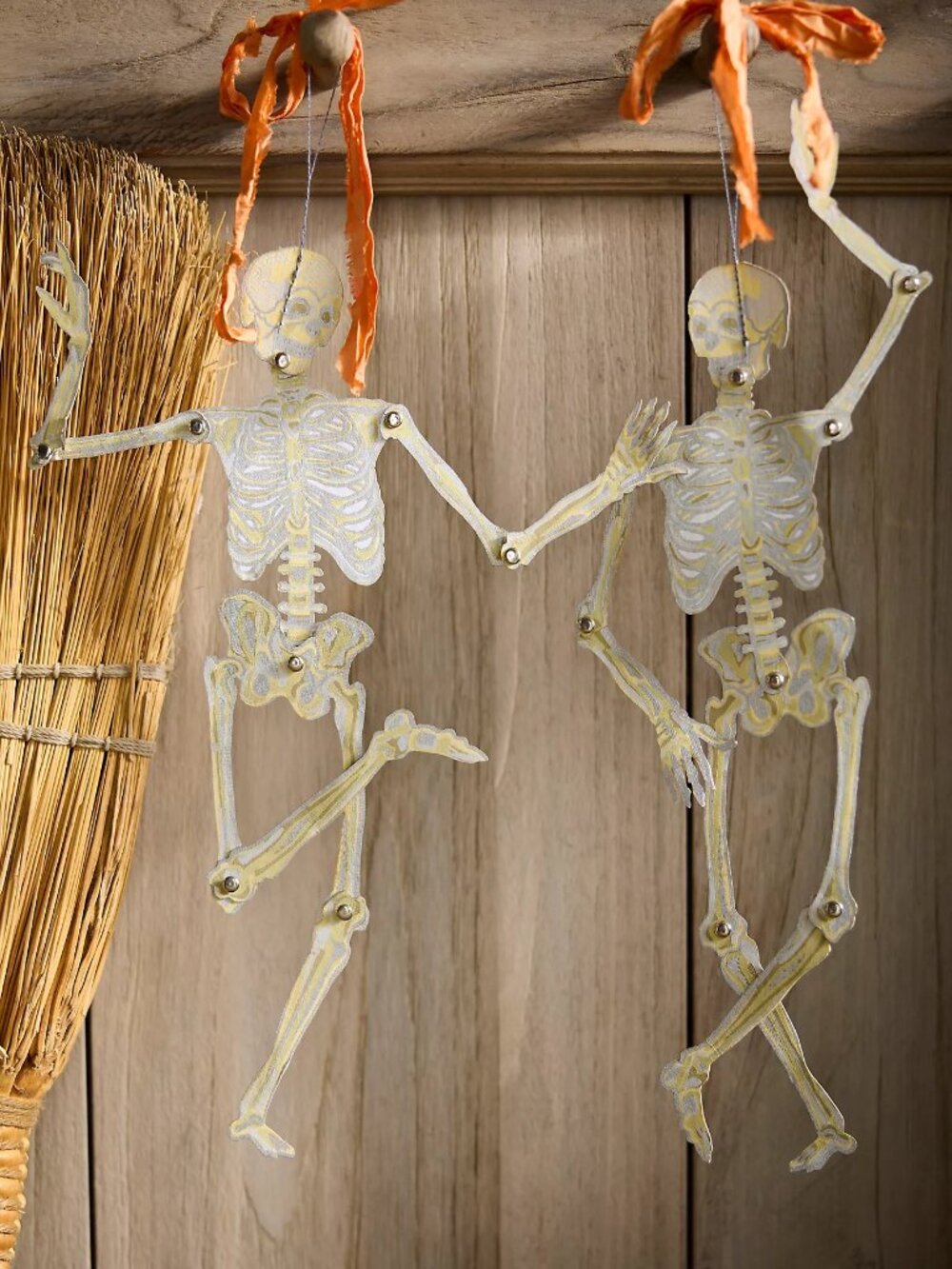 NEW Anthropologie Paper Skeleton Ornaments, Set of 2 Halloween Decorations